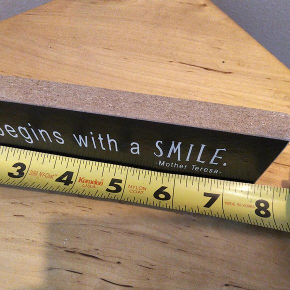 "Peace Begins with a Smile" 8x2" b/w wood sign Mother Teresa Quote - Picture 6 of 10